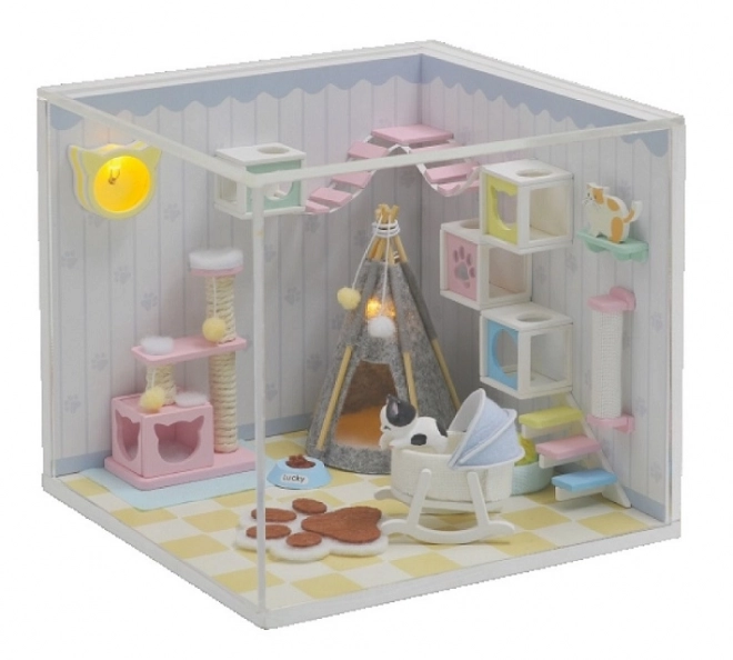 Deux miniatures maison de bain accueillante / Maison du chat Miaou