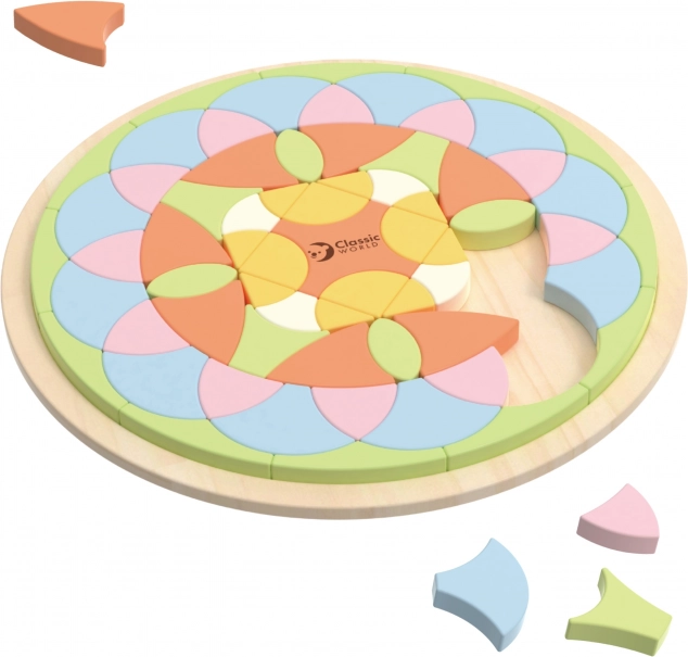 Mandala pastel Montessori mosaïque de fleurs