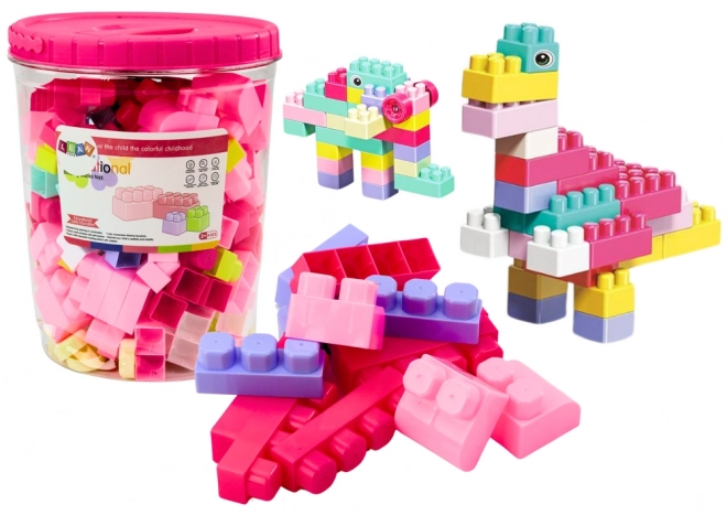Kit de construction éducatif en seau, 160 pièces de blocs colorés