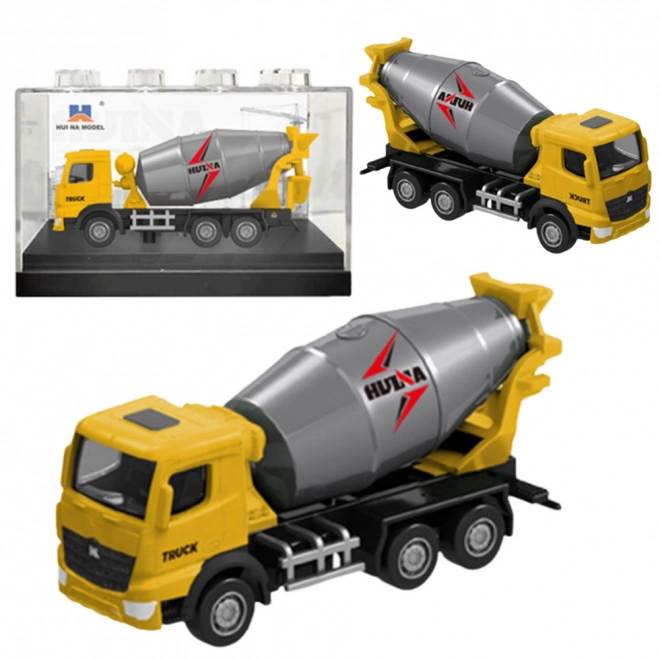 Modèle de collection de bétonnière Huina jaune 1:80