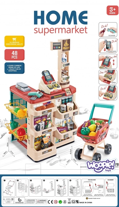 Supermarché avec chariot et scanner