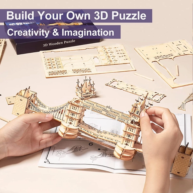 RoboTime puzzle en bois 3D pont Tower Bridge éclairé