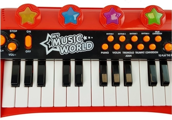 Pianinko Clavier 24 touches Microphone USB rouge