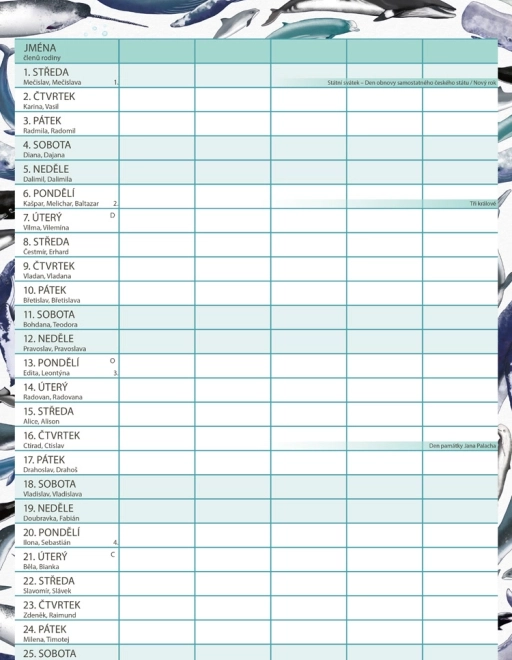 Calendrier de planification familiale Animalium 2026