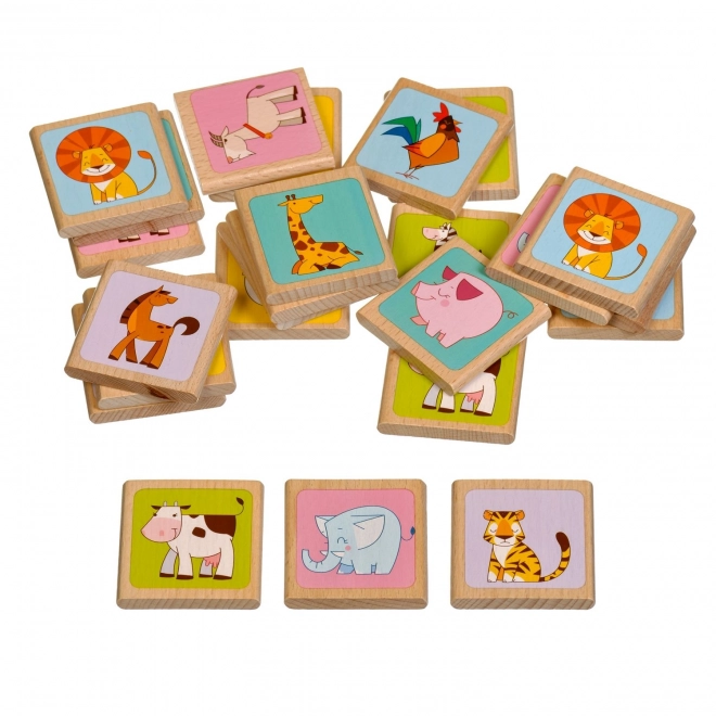 Lucy & Leo Animaux - Mémoire pour enfants en bois 24 cartes
