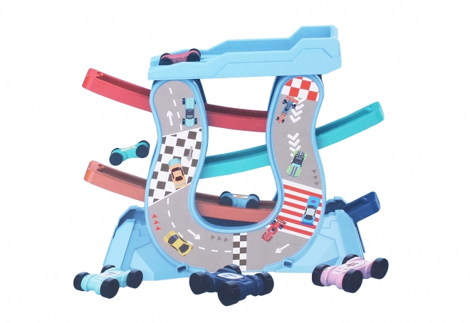 Circuit de course avec rampes 4 mini voitures