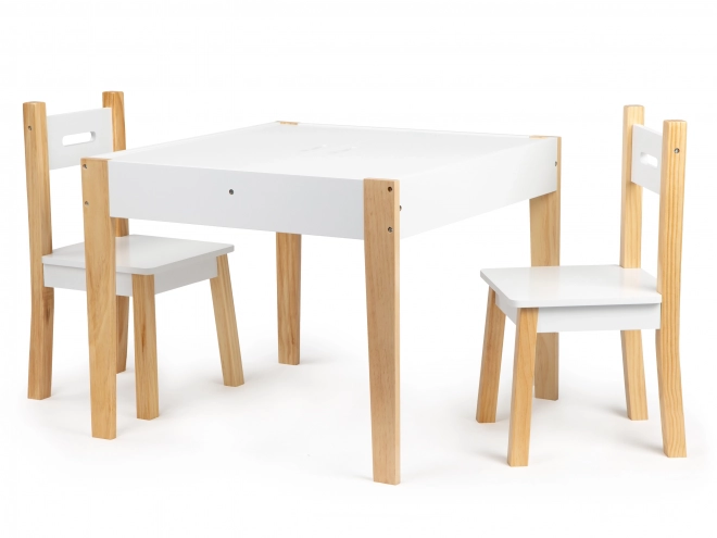 ECOTOYS Table en bois pour enfants avec tableau noir et deux chaises