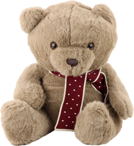 Ours en peluche avec écharpe à pois, marron clair 45 cm