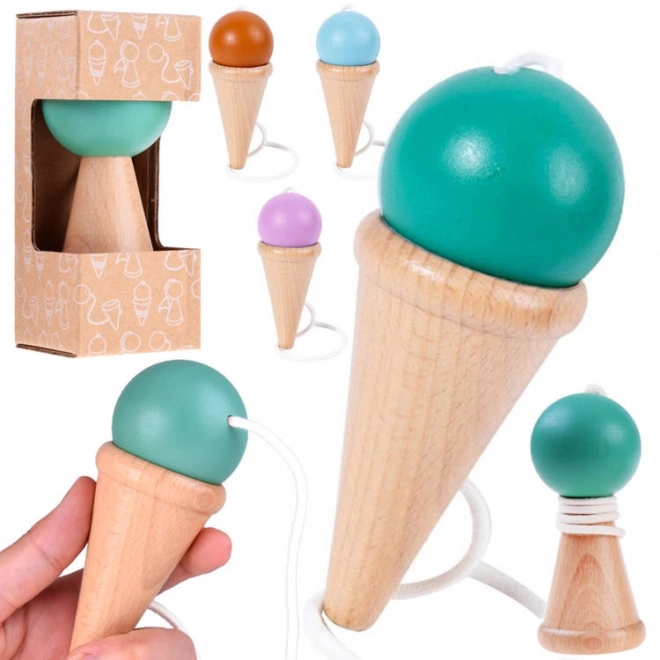 Jeu d'adresse en bois attrape-boules