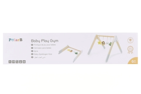 Portique en bois avec jouets