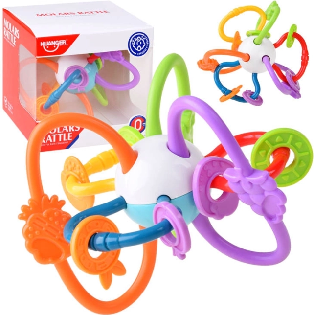 Anneau de dentition sensoriel avec hochet pour bébé