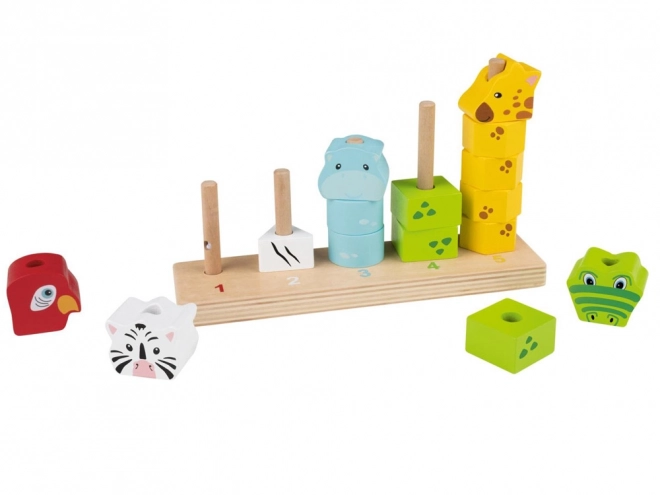 Pyramide en bois colorée avec blocs d'animaux
