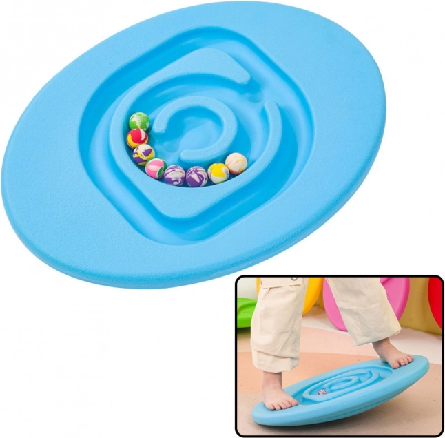 Planche d'équilibre sensorielle pour enfants avec balles en caoutchouc bleue