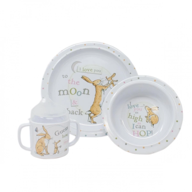 Arc-en-ciel Devine combien je t'aime ! Magnifique ensemble de petit-déjeuner en trois parties dans une boîte cadeau