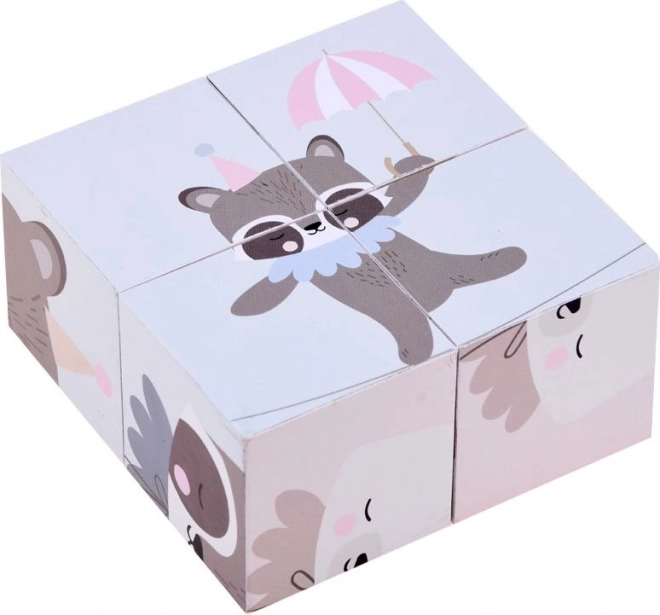 Cubes puzzle en bois avec des animaux