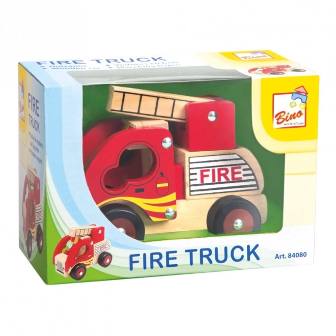 Voiture de pompiers en bois Bino