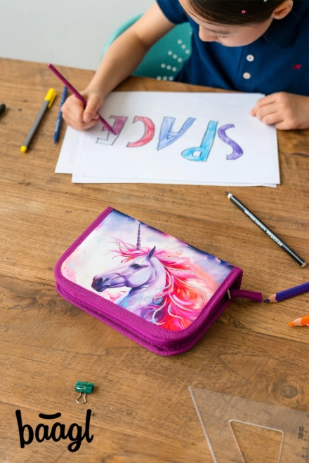 BAAGL Trousse scolaire à un étage Royaume des Licornes