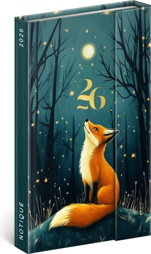 Notique Agenda Hebdomadaire Magnétique Renard 2026, 13 x 21 cm