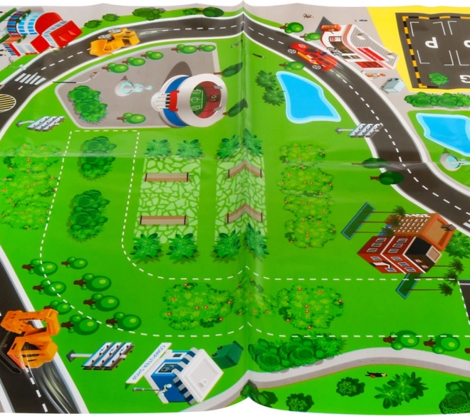 Grand tapis de jeu avec ville et routes