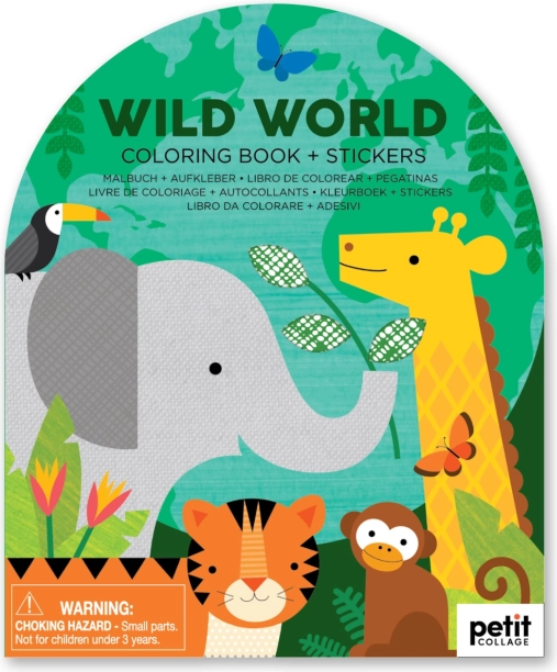 Livre de coloriage avec autocollants – animaux sauvages Petit Collage