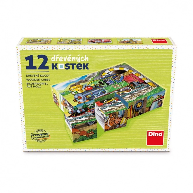Cubes illustrés pour enfants avec motif de locomotive
