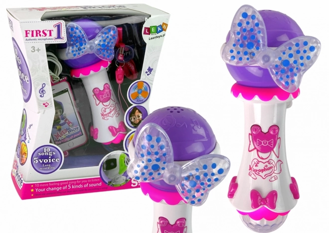 Microphone karaoké pour enfants avec MP3 et nœud coloré