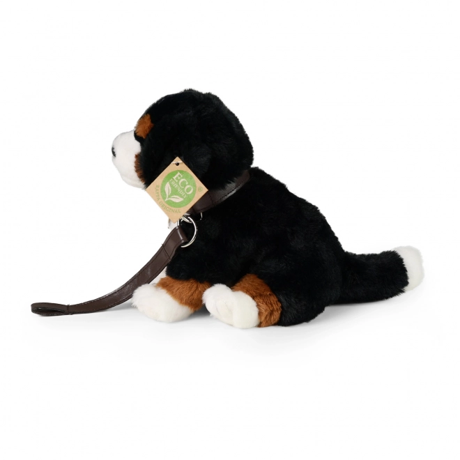 Chien en peluche bouvier bernois assis avec laisse et son 20 cm ÉCO-RESPONSABLE