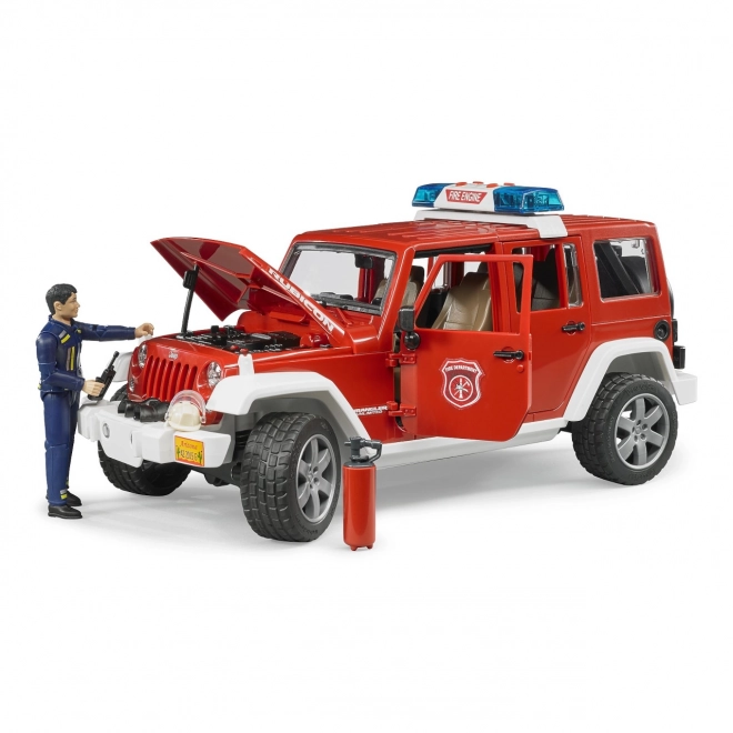 Jeep Wrangler de pompier rouge avec figurine et accessoires