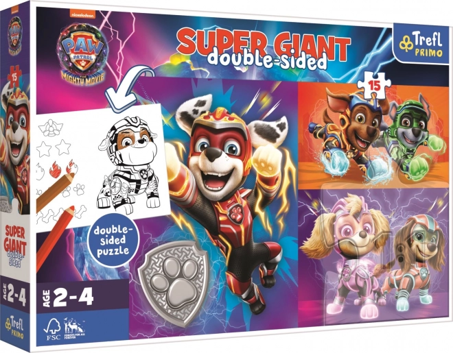 Puzzle GÉANT recto-verso Super équipe Pat'Patrouille/Paw patrol 15 pièces dans boîte 40x27cm 24m+