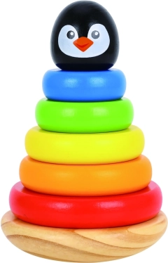 Tour empilable en bois pingouin