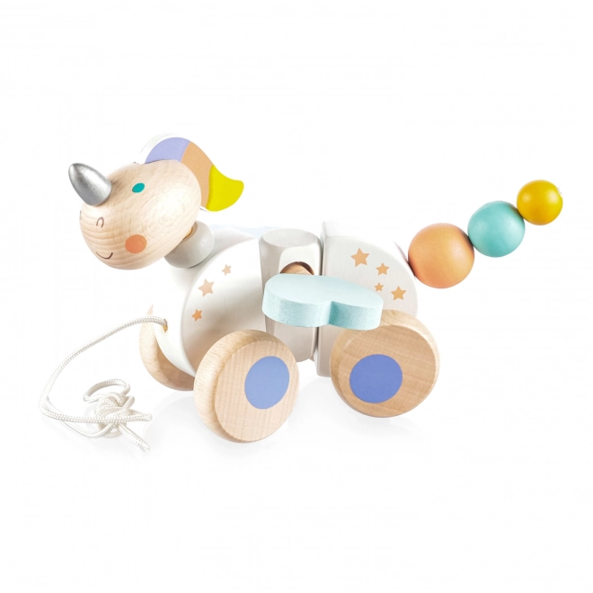 Jouet en bois à tirer, Licorne