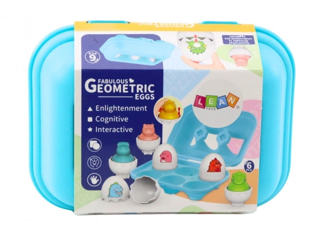Ensemble de six œufs géométriques de dinosaures colorés