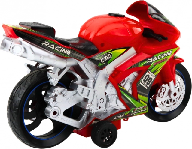 Moto de course jouet avec effets de lumière et de son rouge