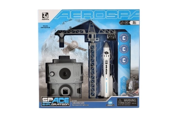 Navette spatiale avec grue et station de lancement en plastique 17 cm en boîte 29x29x7 cm