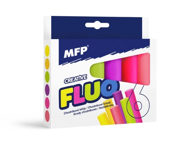 Craies de trottoir fluo rondes 6 pcs mix de couleurs - boîte