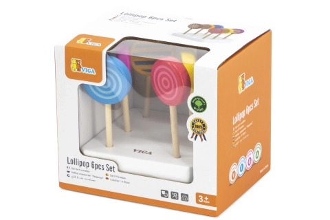 Sucettes colorées en bois Viga - ensemble de 6 pièces