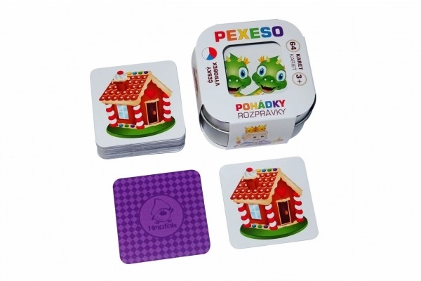 Pexeso Contes 64 cartes jeu de société dans une boîte métallique 6,5x6,5x4cm