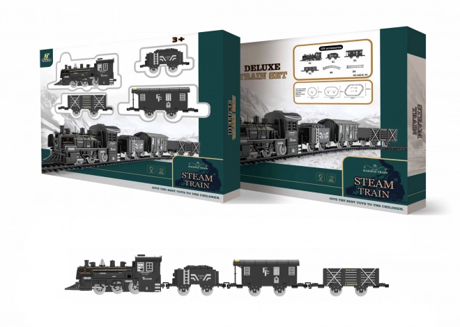 Ensemble de train fumant avec effets voie 135x75cm locomotive 20cm