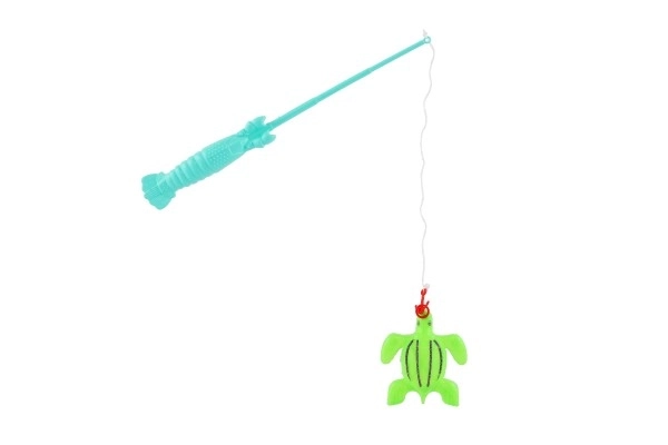 Jeu de poisson/pêcheur avec canne à pêche 26cm plastique 5 couleurs sur carte 15,5x49x2cm