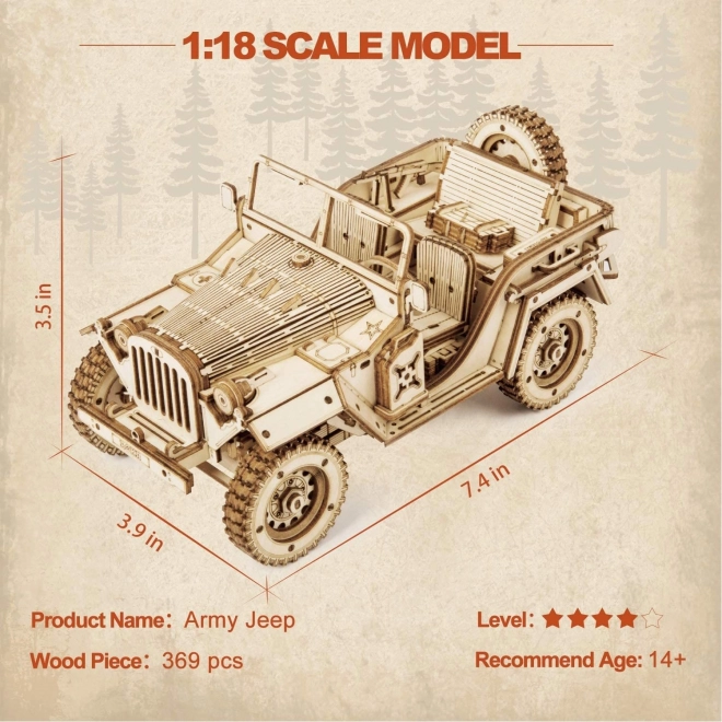 Jeep militaire - Puzzle en bois 3D