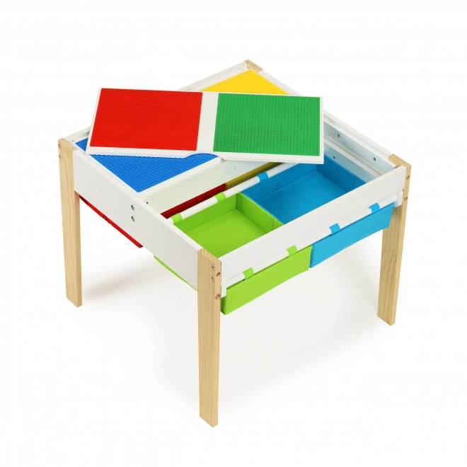 ECOTOYS Table en bois pour enfants avec plateau de jeu et deux chaises