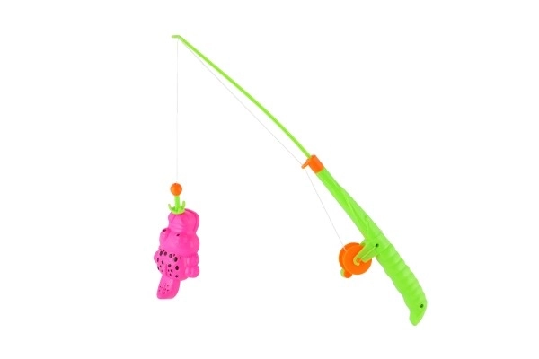 Jeu de pêche/magnétique en plastique 3pcs+canne à pêche en plastique 34cm mix de couleurs sur carte