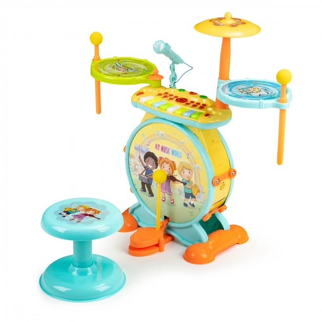Batterie et claviers pour enfants 2 en 1 avec microphone et LED