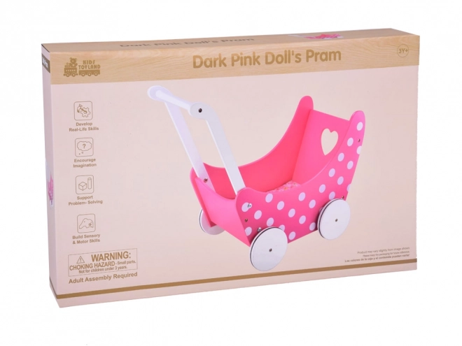 Poussette en bois pour poupées Rétro