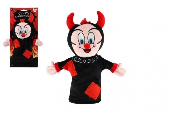 diable/marionnette à main en peluche 30cm sur carte 0m+