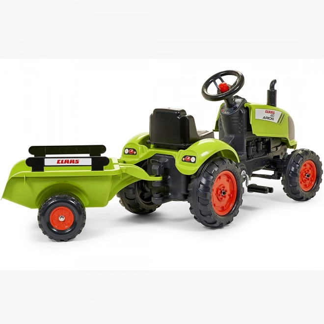 Tracteur à pédales Claas Arion 410 avec remorque