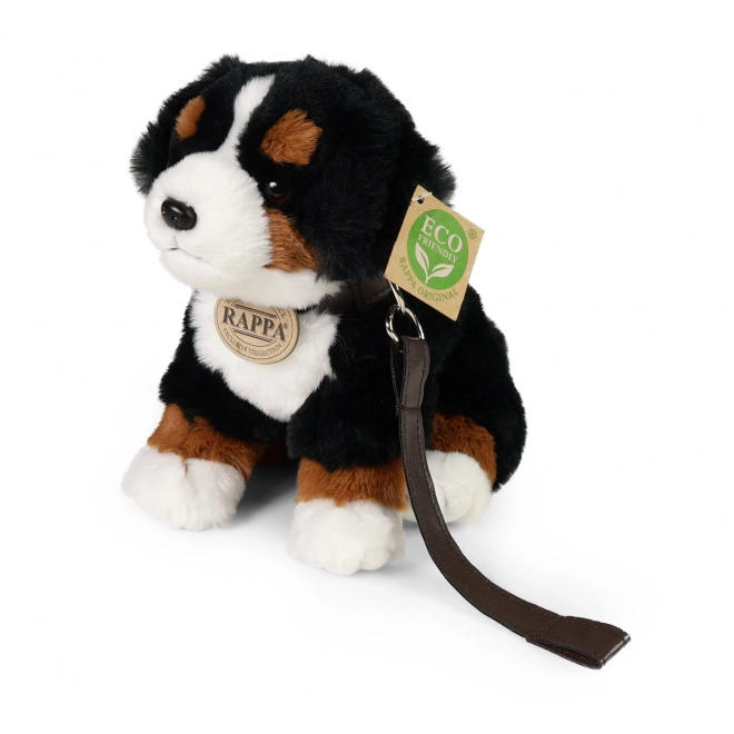 Chien en peluche bouvier bernois assis avec laisse et son 20 cm ÉCO-RESPONSABLE