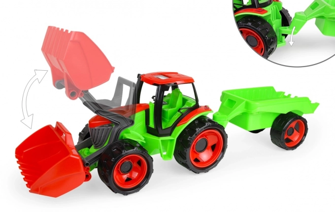 Tracteur chargeur Giga Trucks avec remorque en plastique 62cm