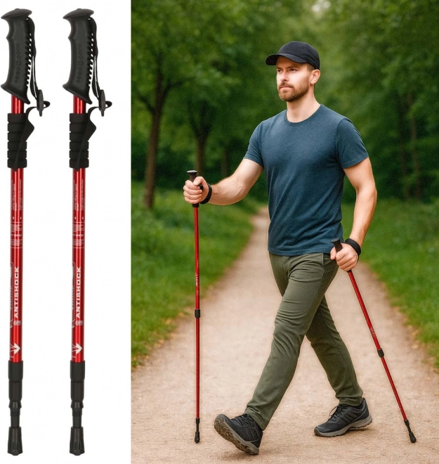 Bâtons de randonnée pliables pour Nordic Walking 2 pièces rouges