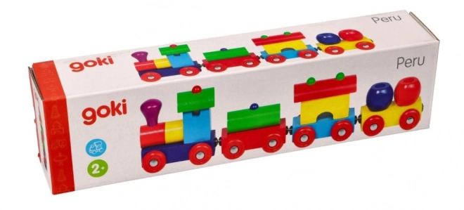 Goki train en bois coloré avec wagons magnétiques